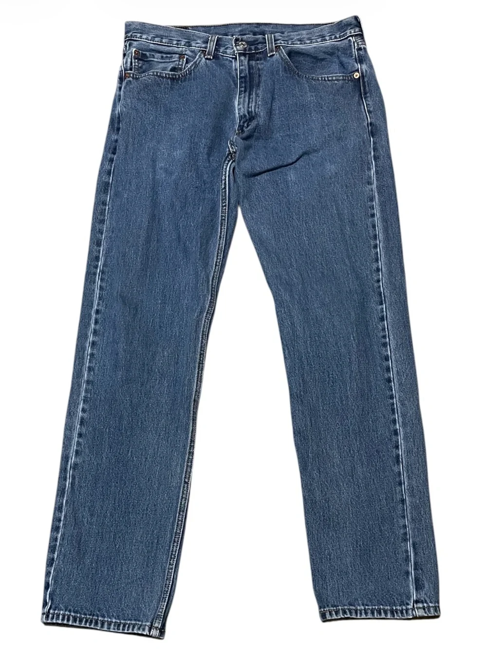 Men's Levi's 505 Regular Fit Straight Leg Jeans Dark Stonewash 34 x 34